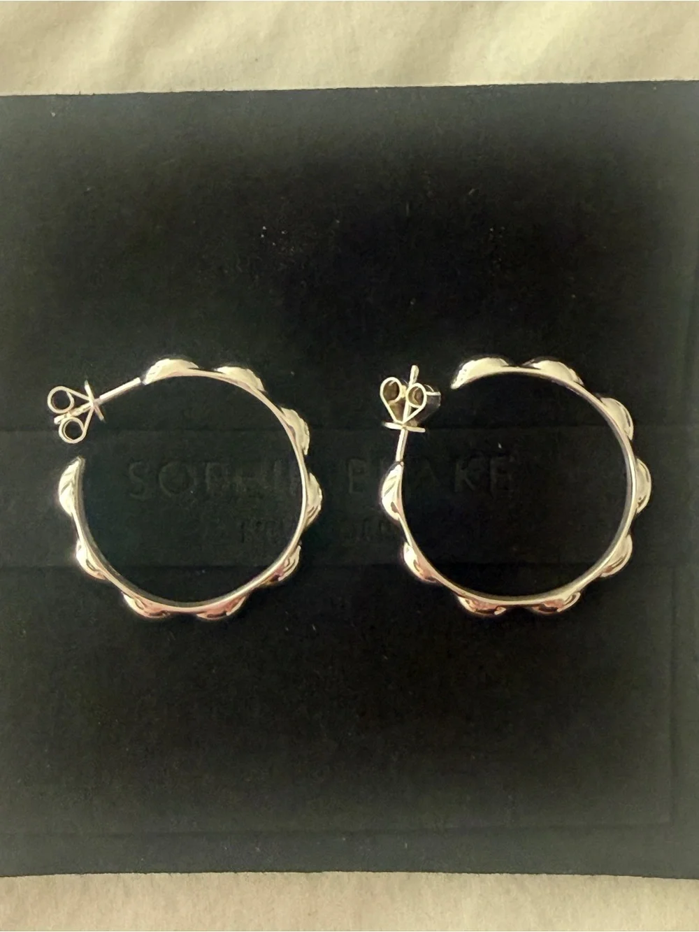 NIB Sophie Blake Selena Artisan 925 Silver 1” Sculptural Hoop Earrings